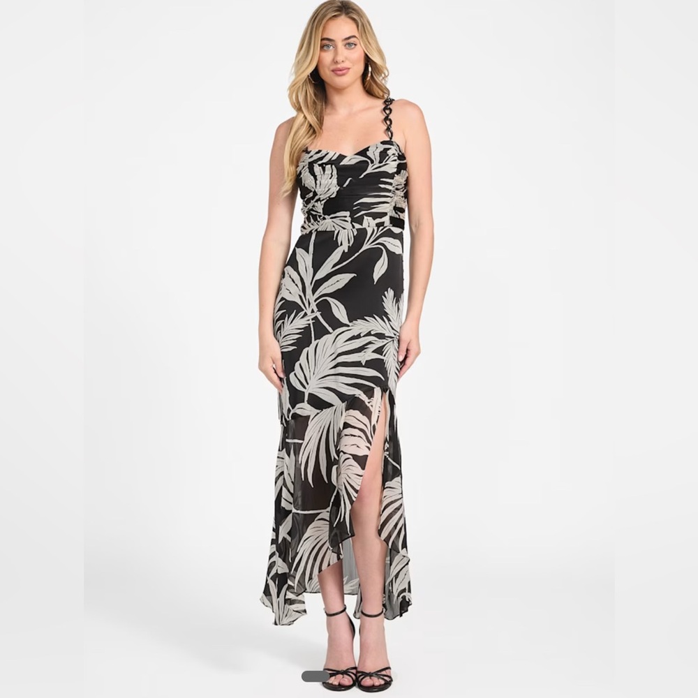 Guess Black and Cream Asymmetrical Dress